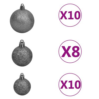 vidaXL Artificial Pre-lit Christmas Tree with Ball Set Black 210 cm PVC