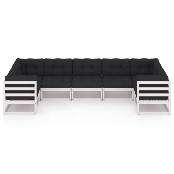 vidaXL 7 Piece Garden Lounge Set with Cushions White Solid Pinewood