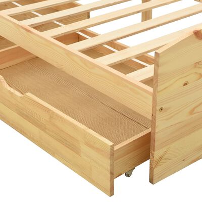 vidaXL Bed Frame with 2 Drawers Solid Pine Wood 90x200 cm