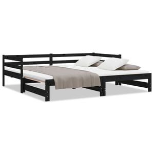 vidaXL Day Bed | Black | Solid Pinewood | 2x