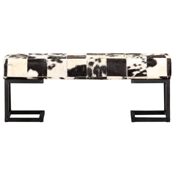 vidaXL Bench 110 cm Black Patchwork Genuine Goat Leather