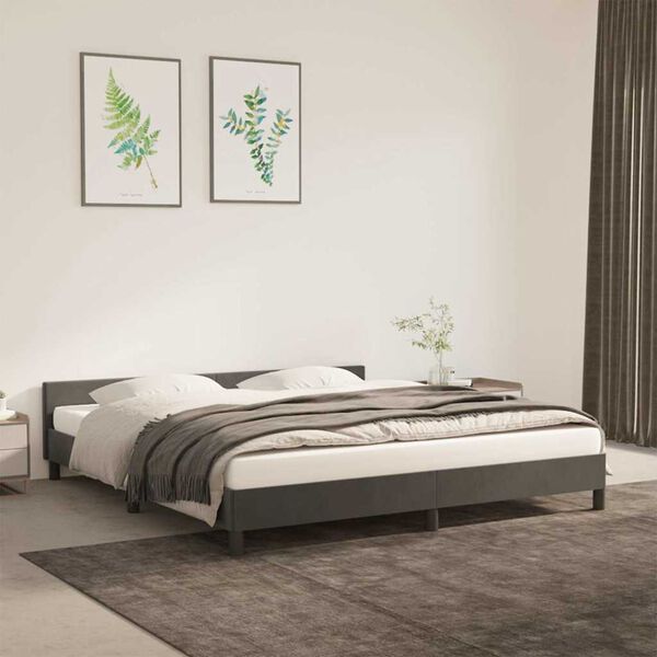 vidaXL Bed Frame without Mattress Dark Grey 183x203 cm King Velvet