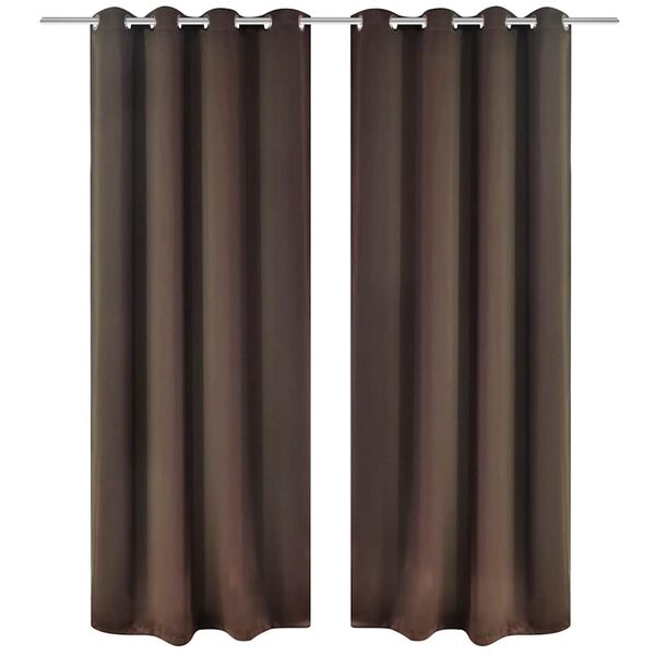 2 pcs Brown Blackout Curtains with Metal Rings 135 x 245 cm