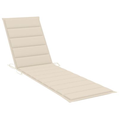 vidaXL Sun Loungers 2 pcs with Cream Cushion Solid Teak Wood