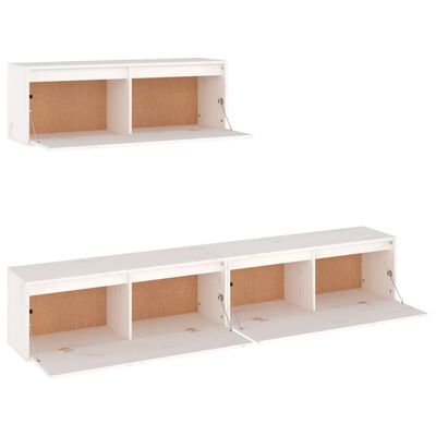 vidaXL TV Cabinets 3 pcs White Solid Wood Pine