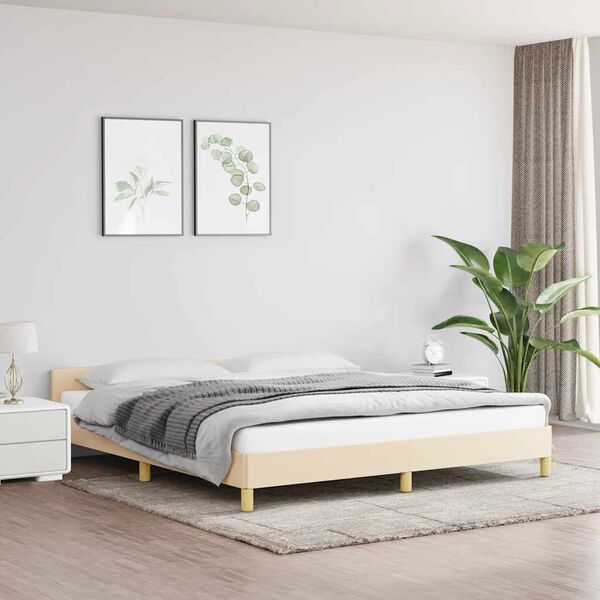 vidaXL Bed Frame without Mattress Cream 180x200 cm Super King Fabric