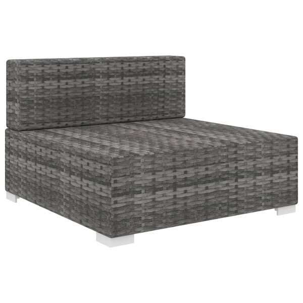 vidaXL Sectional Middle Seat 1 pc with Cushions Poly Rattan Grey