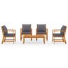vidaXL 5 Piece Garden Lounge Set with Cushion Solid Acacia Wood