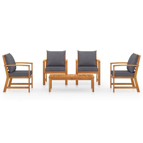 vidaXL 5 Piece Garden Lounge Set with Cushion Solid Acacia Wood