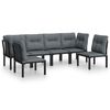 vidaXL 6 Piece Garden Lounge Set Black and Grey Poly Rattan