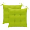 vidaXL Garden Chairs 2 pcs with Bright Green Cushions Solid Teak Wood