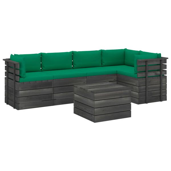 vidaXL 6 Piece Garden Pallet Lounge Set with Cushions Solid Pinewood