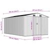 vidaXL Garden Shed 257x392x181 cm Metal Grey