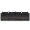 vidaXL 4-Seater Garden Sofa with Cushions Grey Impregnated Wood