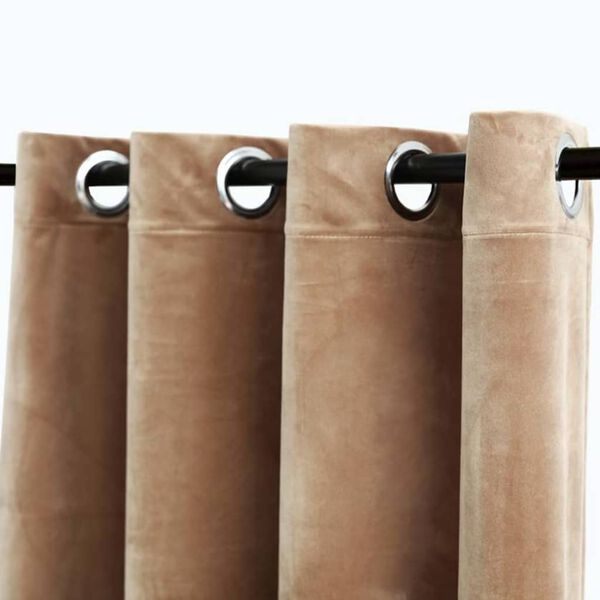 vidaXL Blackout Curtains with Rings 2 pcs Velvet Beige 140x175 cm