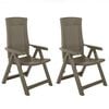 vidaXL Reclining Folding Chairs 2 pcs Plastic Mocca