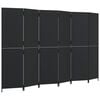vidaXL Room Divider 6 Panels Black Poly Rattan