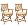 vidaXL Folding Garden Chairs 2 pcs with Cushions Solid Wood Acacia