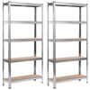 vidaXL Storage Shelves 2 pcs Silver 90x30x180 cm Steel and MDF