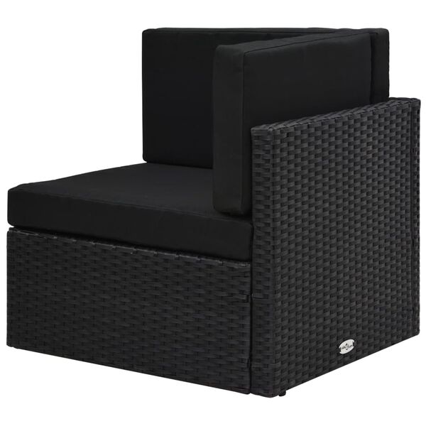vidaXL Sectional Corner Sofa Poly Rattan Black