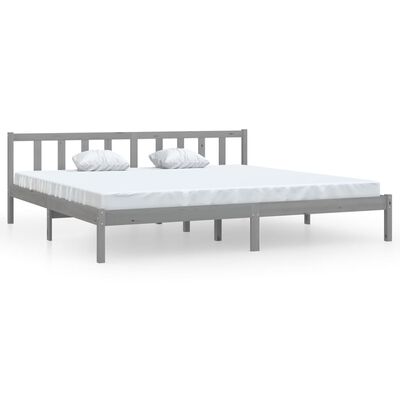 vidaXL Bed Frame Grey Solid Pinewood 200x200 cm