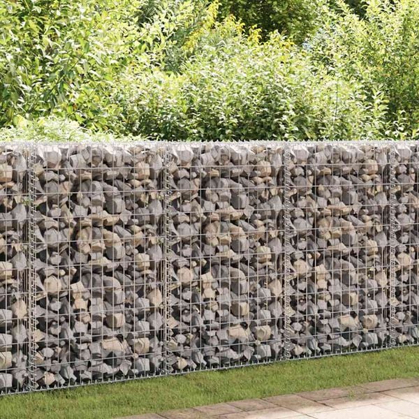 vidaXL Gabion Wall with Covers Galvanised Steel 100x20x100 cm