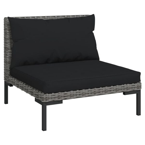 vidaXL 14 Piece Garden Lounge Set with Cushions Poly Rattan Dark Grey