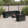 vidaXL 10 Piece Garden Sofa Set with Cushions Black Poly Rattan