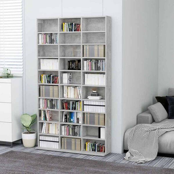 vidaXL CD Cabinet Concrete Grey 102x16x177.5 cm Engineered Wood