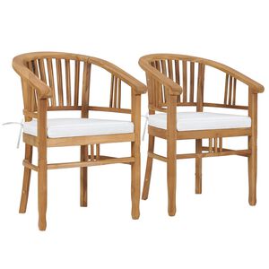 vidaXL Outdoor Chair | Set of 2 | Cream | Solid teak wood | Standard | Durable
