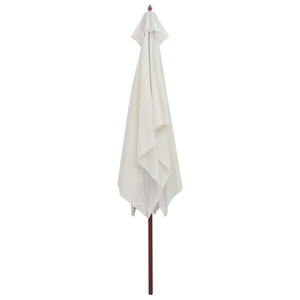 vidaXL Garden Parasol 200x300 cm Wooden Pole Cream White