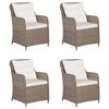 vidaXL 5 Piece Garden Dining Set with Cushions Poly Rattan Brown