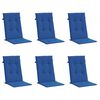 vidaXL Garden Highback Chair Cushions 6 pcs Royal Blue 120x50x3 cm Fabric