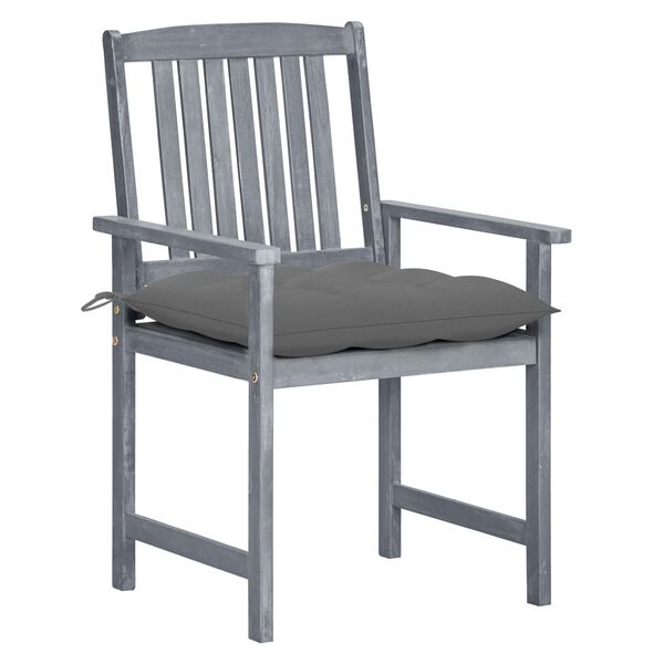 vidaXL Garden Chairs with Cushions 2 pcs Grey Solid Acacia Wood