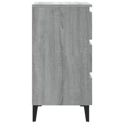 vidaXL Bed Cabinet with Metal Legs Grey Sonoma 40x35x69 cm