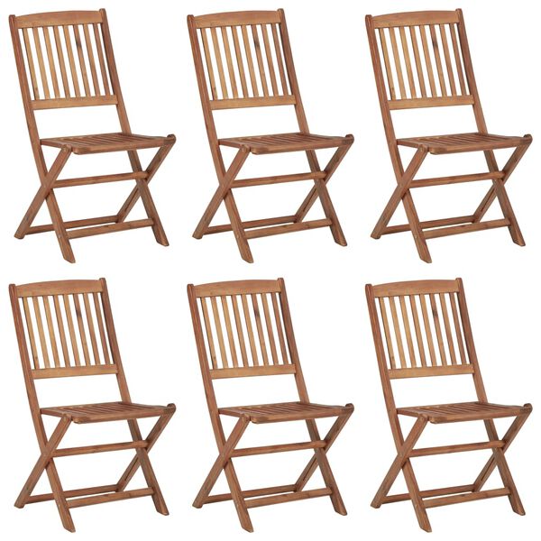 vidaXL Folding Garden Chairs 6 pcs with Cushions Solid Acacia Wood