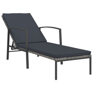 vidaXL Garden Sun Lounger with Cushion Poly Rattan Grey