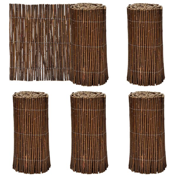 vidaXL Lawn Fence 5 pcs Brown 200 x 30 cm