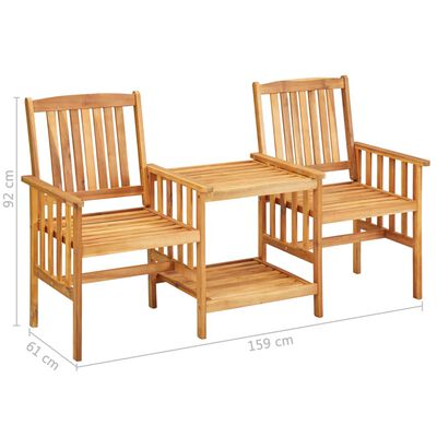 vidaXL Garden Chairs with Tea Table and Cushions Solid Acacia Wood