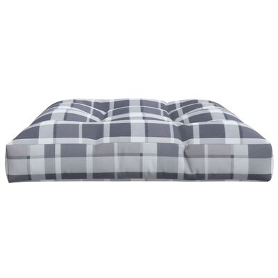 vidaXL Pallet Cushion Grey Check Pattern 120x80x12 cm Fabric