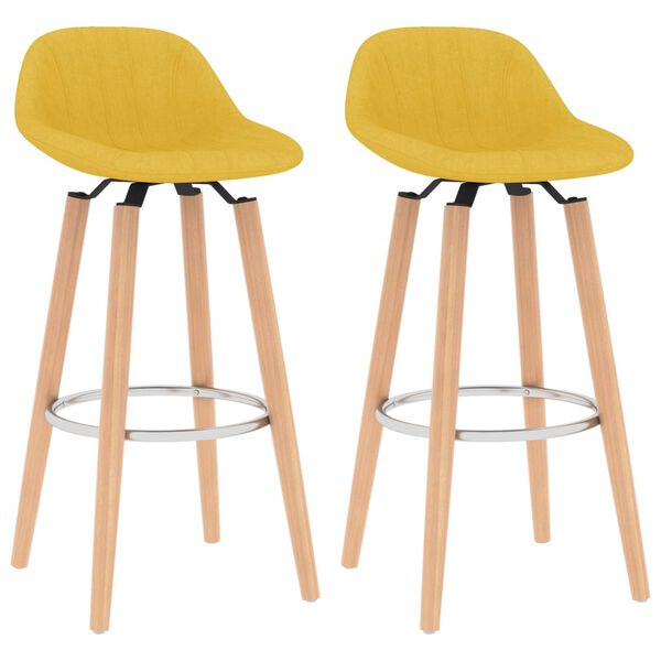 vidaXL Bar Stools 2 pcs Mustard Yellow Fabric