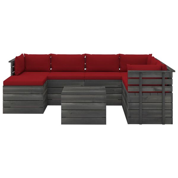 vidaXL 8 Piece Garden Pallet Lounge Set with Cushions Solid Pinewood