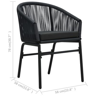 vidaXL Garden Chairs 2 pcs Black PE Rattan