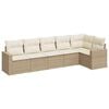 vidaXL 6 Piece Garden Sofa Set with Cushions Beige Poly Rattan