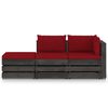 vidaXL 3 Piece Garden Lounge Set with Cushions Grey Impregnated Wood