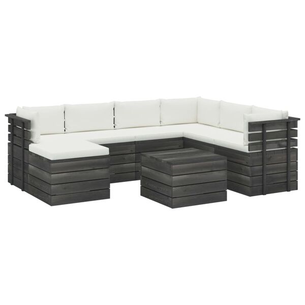 vidaXL 8 Piece Garden Pallet Lounge Set with Cushions Solid Pinewood