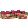 vidaXL 4-Seater Modular Pouffe Patchwork Fabric