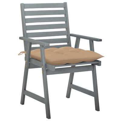 vidaXL Outdoor Dining Chairs with Cushions 2 pcs Solid Acacia Wood
