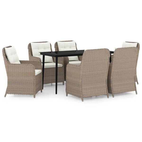 vidaXL 7 Piece Garden Dining Set Brown