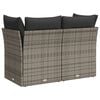 vidaXL Garden Sofa with Cushions 2-Seater Grey Poly Rattan